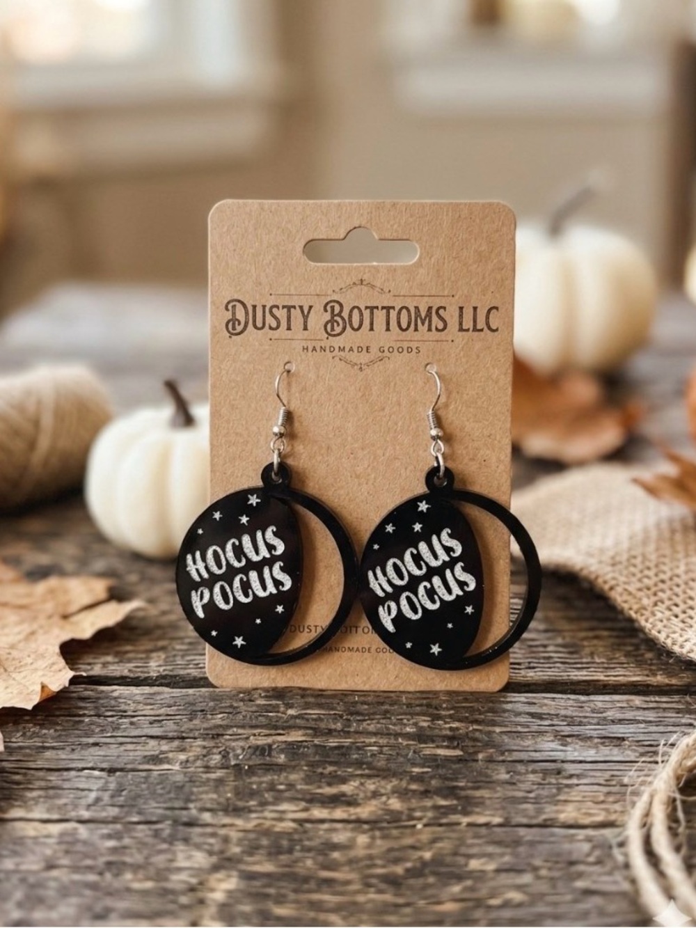 Black 'Hocus Pocus' Hoop Earrings